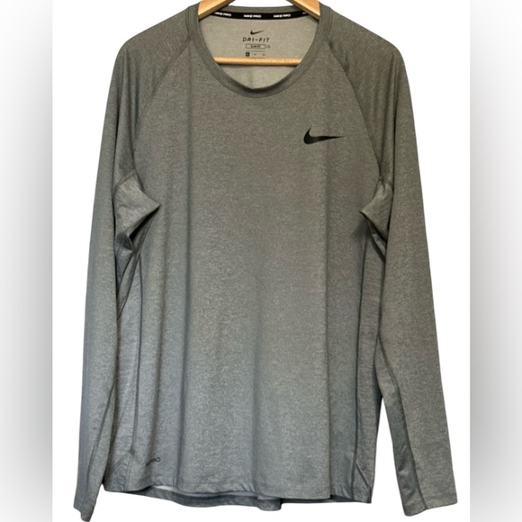 NIKE PRO DRI FIT MENS SLIM FIT L/S TRAINING SHIRT SIZE XL GRAY - Picture 1 of 5
